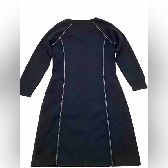 Juicy Couture Black Panel Stretchy Form Fitting Wool Sweater Dress sz Medium - Picture 2 of 3